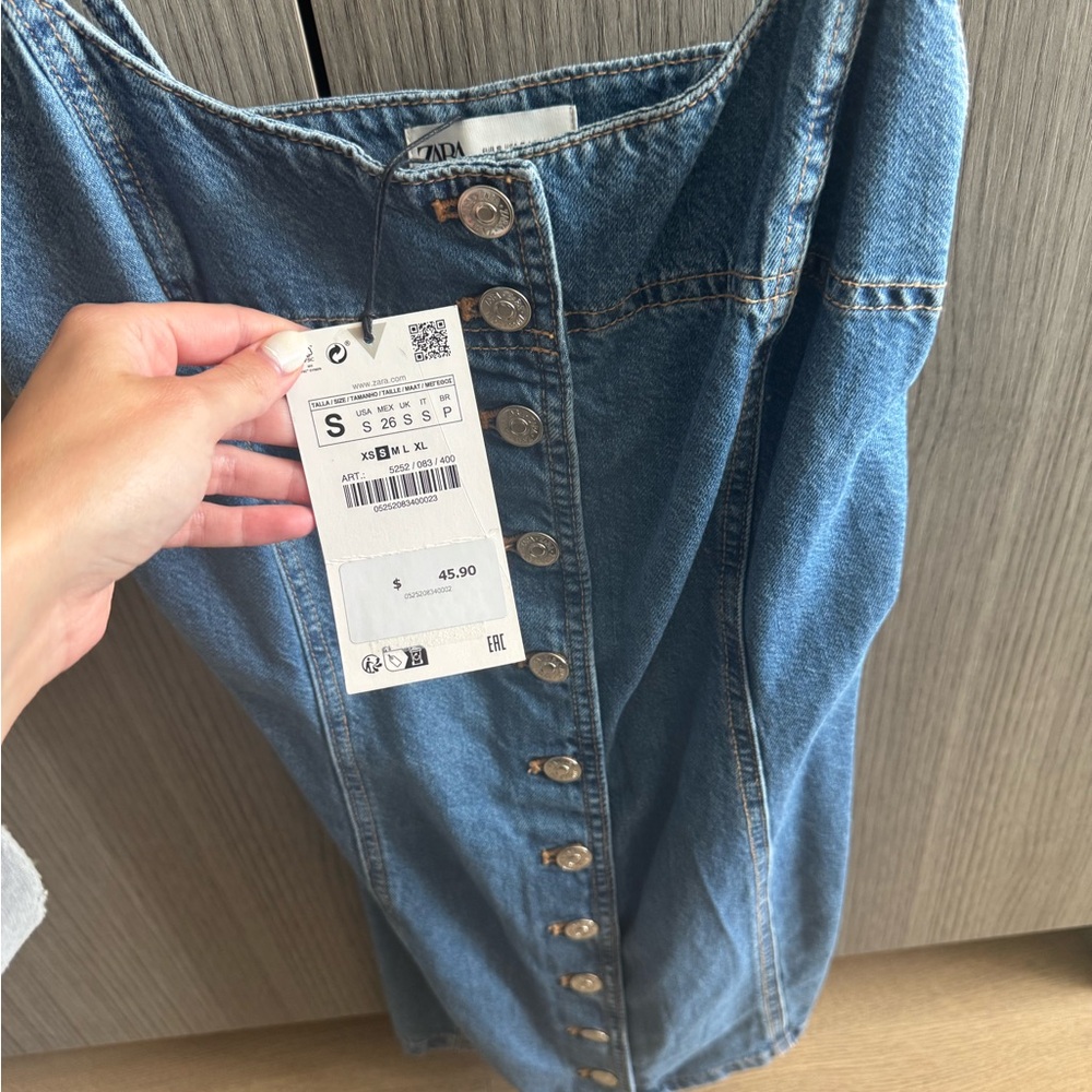 Zara Classic Blue Button-Front Jeans